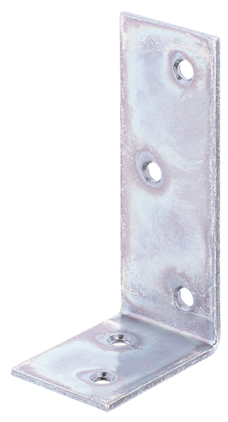 Joist hanger angle bracket, unequal sided, with countersunk screw holes, Material: raw steel, Surface: galvanised, thick-film passivated, Depth: 40 mm, Height: 80 mm, Width: 30 mm, Material thickness: 2.00 mm, No. of holes: 5, Hole: Ø4.5 mm, CutCase