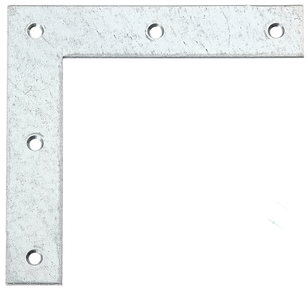 Flat angle bracket, with countersunk screw holes, Material: raw steel, Surface: sendzimir galvanised, Height: 160 mm, Length: 160 mm, Width: 30 mm, Material thickness: 3.00 mm, No. of holes: 5, Hole: Ø6.5 mm