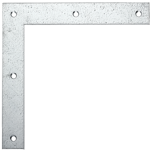 Flat angle bracket, with countersunk screw holes, Material: raw steel, Surface: sendzimir galvanised, Height: 200 mm, Length: 200 mm, Width: 30 mm, Material thickness: 3.00 mm, No. of holes: 5, Hole: Ø6.5 mm