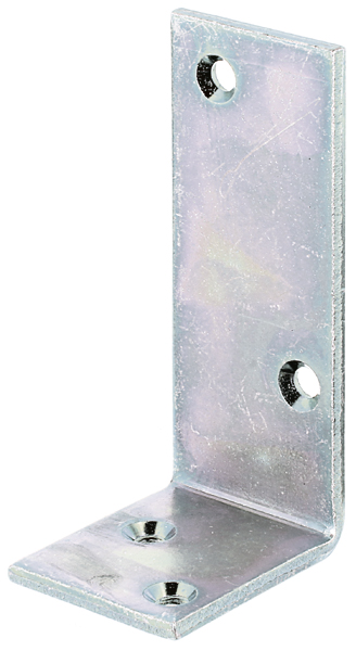 Angolare per arcarecci, modello con lati disuguali, con fori per viti incassate, Materiale: acciaio grezzo, superficie: galvanizzata, passivata a strato spesso, Profondità: 50 mm, altezza: 100 mm, larghezza: 40 mm, Spessore del materiale: 4,00 mm, Numero di fori: 4, Foro: Ø6 mm, CutCase