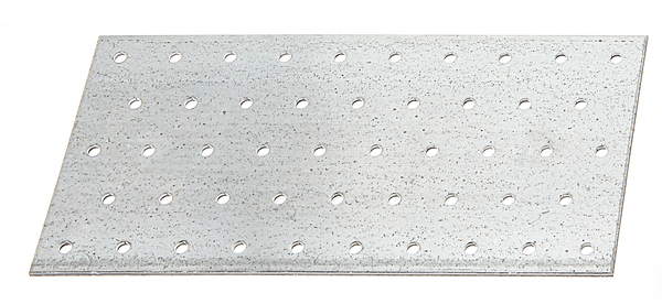 Perforated plate, Material: raw steel, Surface: sendzimir galvanised, with marking in accordance with EN 14545, Length: 240 mm, Width: 120 mm, Material thickness: 2.00 mm, No. of holes: 69, Hole: Ø5 mm, CutCase