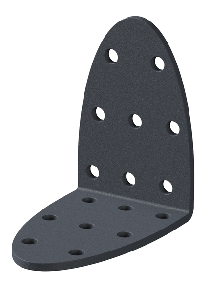 Ovado Perforated angle plate, Material: steel, Surface: galvanised, graphite grey powder-coated, Depth: 60 mm, Height: 60 mm, Width: 40 mm, Material thickness: 2.50 mm, No. of holes: 16, Hole: Ø4.5 mm, CutCase