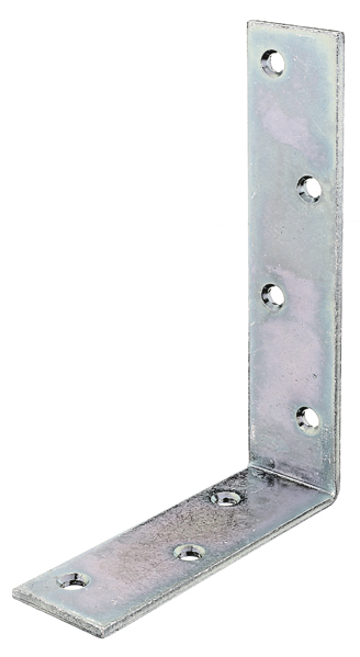 Joist hanger angle bracket, unequal sided, with countersunk screw holes, Material: raw steel, Surface: galvanised, thick-film passivated, Depth: 120 mm, Height: 180 mm, Width: 40 mm, Material thickness: 4.00 mm, No. of holes: 7, Hole: Ø7 mm, CutCase