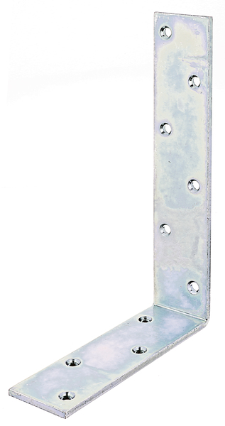 Joist hanger angle bracket, unequal sided, with countersunk screw holes, Material: raw steel, Surface: galvanised, thick-film passivated, Depth: 160 mm, Height: 240 mm, Width: 50 mm, Material thickness: 5.00 mm, No. of holes: 10, Hole: Ø7 mm