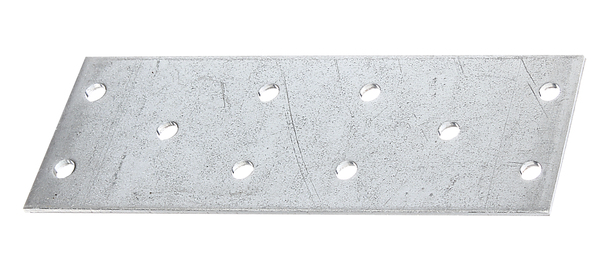 Perforated plate, Material: raw steel, Surface: sendzimir galvanised, with marking in accordance with EN 14545, Length: 115 mm, Width: 40 mm, Material thickness: 2.00 mm, No. of holes: 10, Hole: Ø5 mm, CutCase