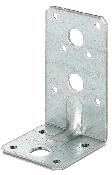 Heavy-duty angle bracket, reinforced, Material: raw steel, Surface: sendzimir galvanised, with CE marking in accordance with ETA-08/0165, Depth: 50 mm, Height: 90 mm, Width: 50 mm, Material thickness: 2.50 mm, No. of holes: 3 / 10, Hole: Ø13 / Ø5 mm, CutCase