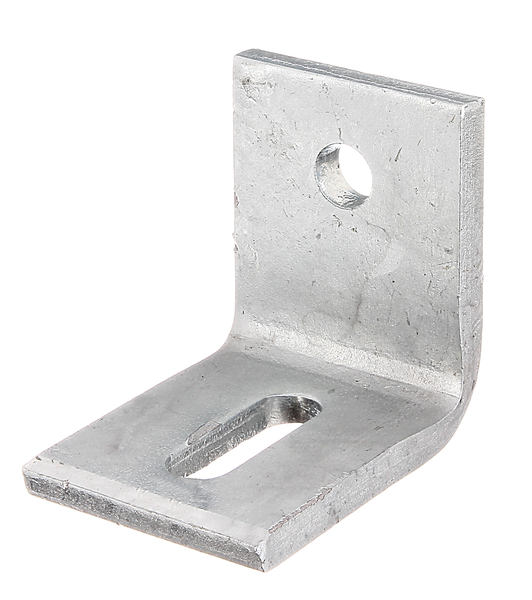 Adjustable angle connector for constructions with concrete, Material: raw steel, Surface: hot-dip galvanised, Depth: 77 mm, Height: 77 mm, Width: 60 mm, Material thickness: 8.00 mm, No. of holes: 1 / 1, Hole: 14 x 43 / Ø14 mm, CutCase