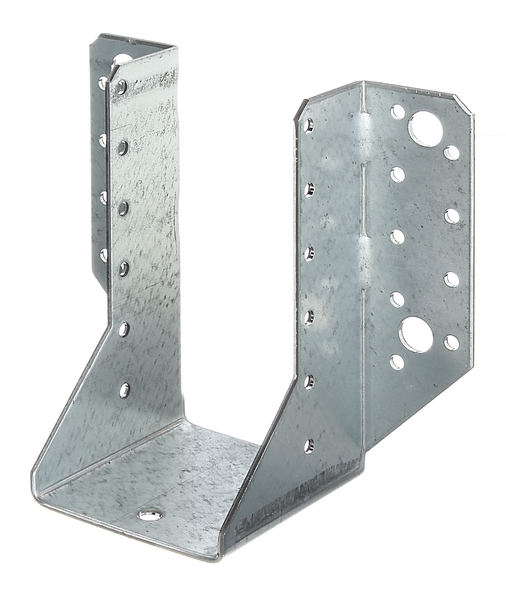 Staffa per travi, tipo A, Materiale: acciaio grezzo, superficie: zincata sendzimir, con marcatura CE ai sensi della ETA-08/0171, larghezza netta: 64 mm, altezza: 128 mm, larghezza totale: 134 mm, Spessore del materiale: 2,00 mm, Numero di fori: 4 / 30, Foro: Ø11 / Ø5 mm, CutCase