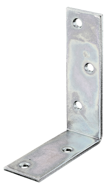 Angolare per arcarecci, modello con lati disuguali, con fori per viti incassate, Materiale: acciaio grezzo, superficie: galvanizzata, passivata a strato spesso, Contenuto per U.I.: 6 Pz., Profondità: 75 mm, altezza: 100 mm, larghezza: 30 mm, Spessore del materiale: 3,00 mm, Numero di fori: 5, Foro: Ø5,5 mm, CutCase