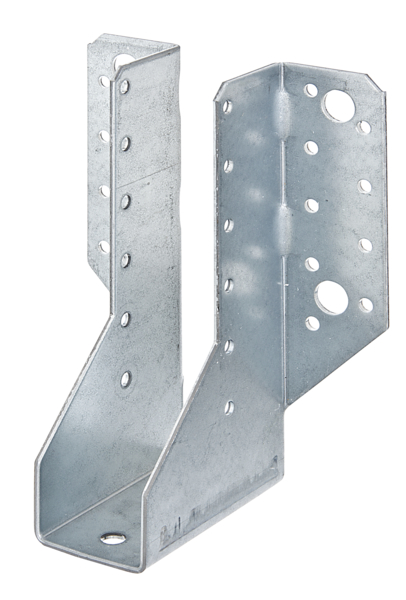 Joist hanger, type A, Material: raw steel, Surface: sendzimir galvanised, with CE marking in accordance with ETA-08/0171, Clear width: 34 mm, Height: 143 mm, Total width: 104 mm, Material thickness: 2.00 mm, No. of holes: 4 / 30, Hole: Ø11 / Ø5 mm