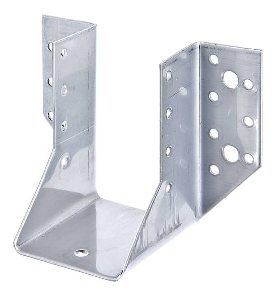 Staffa per travi, tipo A, Materiale: acciaio inox, larghezza netta: 60 mm, altezza: 100 mm, larghezza totale: 130 mm, Spessore del materiale: 2,00 mm, Numero di fori: 4 / 22, Foro: Ø9 / Ø5 mm, CutCase