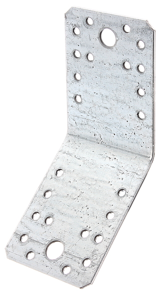 Angle bracket angled at 135°, Material: raw steel, Surface: sendzimir galvanised, Depth: 90 mm, Height: 90 mm, Width: 65 mm, Material thickness: 2.50 mm, No. of holes: 2 / 24, Hole: Ø11 / Ø5 mm, CutCase