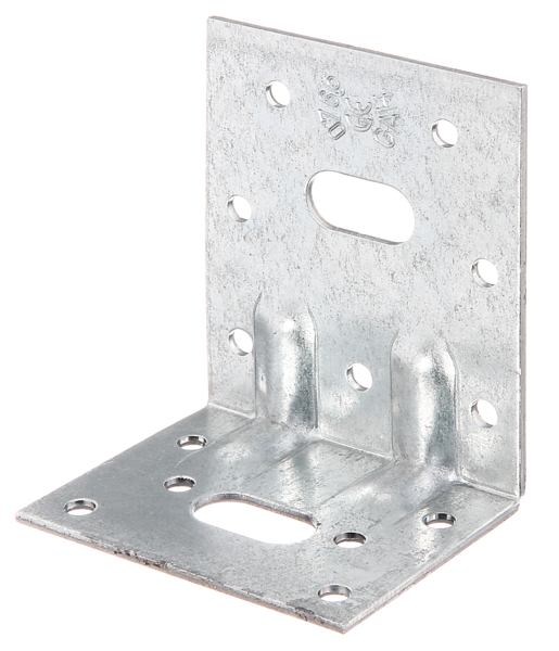 Heavy-duty angle bracket, reinforced, Material: raw steel, Surface: sendzimir galvanised, with CE marking in accordance with ETA-08/0165, Depth: 50 mm, Height: 77 mm, Width: 64 mm, Material thickness: 2.00 mm, No. of holes: 2 / 13, Hole: 11 x 22 / Ø5 mm, CutCase