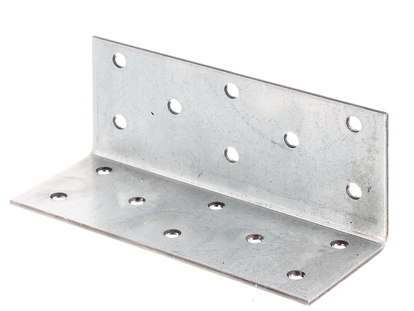 Angle bracket, Material: raw steel, Surface: sendzimir galvanised, Depth: 40 mm, Height: 40 mm, Width: 100 mm, Material thickness: 2.00 mm, No. of holes: 16, Hole: Ø5 mm, CutCase