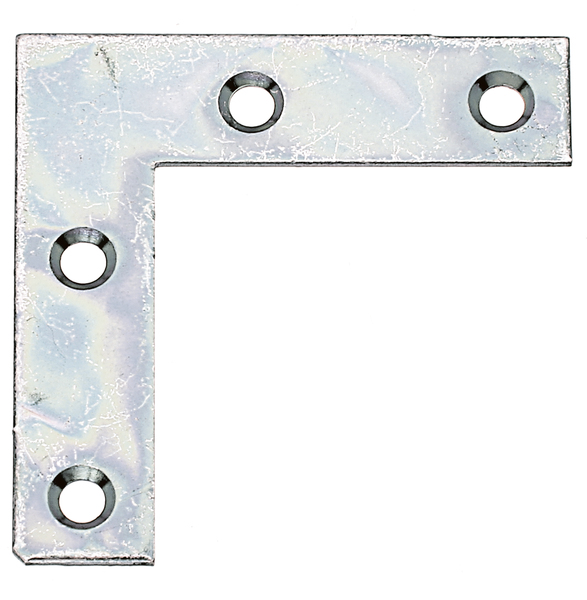 Corner plate, with countersunk screw holes, Material: raw steel, Surface: sendzimir galvanised, Contents per PU: 12 Piece, Height: 40 mm, Length: 40 mm, Width: 10 mm, Material thickness: 1.25 mm, No. of holes: 4, Hole: Ø3.2 mm, in bargain pack