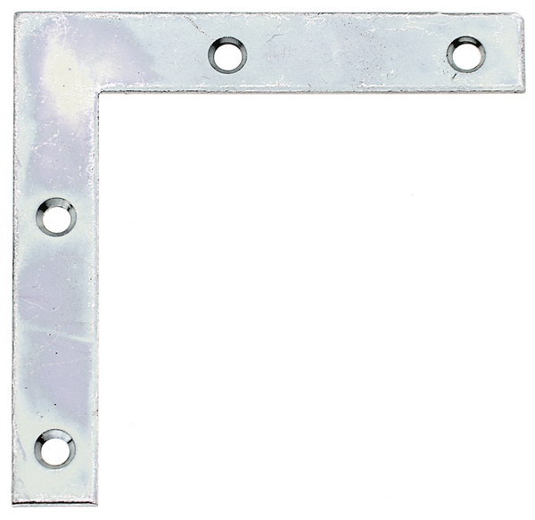 Corner plate, with countersunk screw holes, Material: raw steel, Surface: sendzimir galvanised, Height: 60 mm, Length: 60 mm, Width: 10 mm, Material thickness: 1.25 mm, No. of holes: 4, Hole: Ø3.2 mm, CutCase
