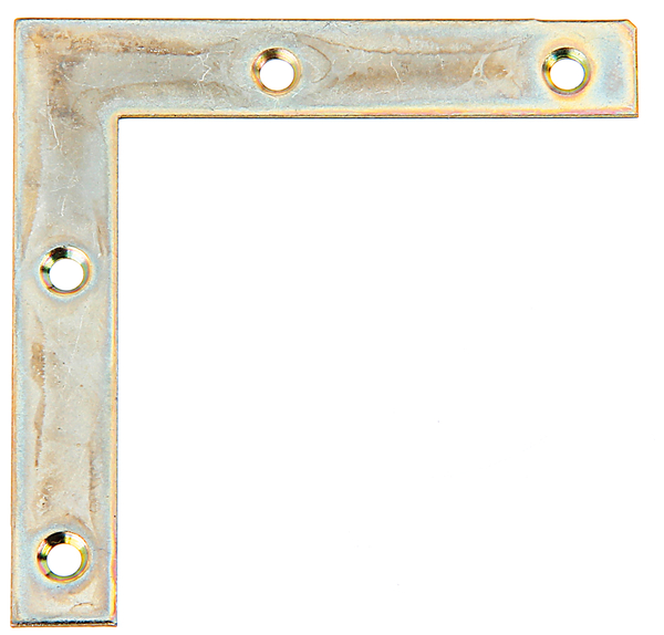 Corner plate, with countersunk screw holes, Material: raw steel, Surface: sendzimir galvanised, Contents per PU: 8 Piece, Height: 60 mm, Length: 60 mm, Width: 10 mm, Material thickness: 1.25 mm, No. of holes: 4, Hole: Ø3.2 mm, in bargain pack