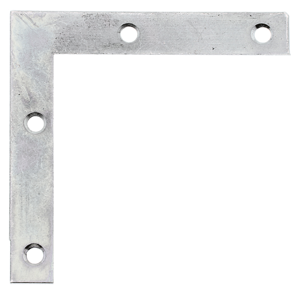 Corner plate, with countersunk screw holes, Material: raw steel, Surface: sendzimir galvanised, Height: 75 mm, Length: 75 mm, Width: 12 mm, Material thickness: 1.25 mm, No. of holes: 4, Hole: Ø4.2 mm, CutCase