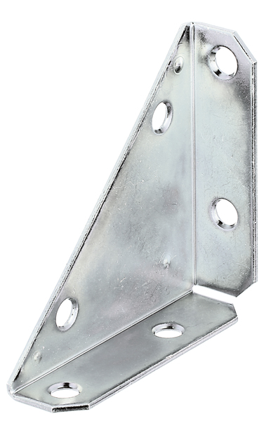 Cantonera metálica, Material: Acero crudo, Superficie: acero galvanizado Sendzimir, 75 mm, 75 mm, Anchura: 105 mm, Espesura del material: 2,00 mm, Número de agujeros: 6, Perforación: Ø7 mm, CutCase