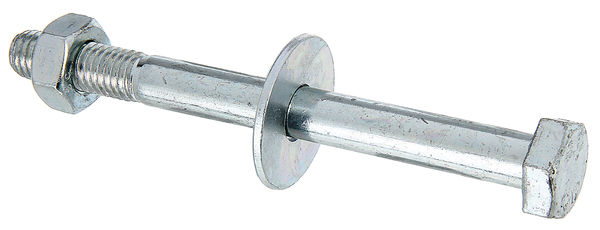 Hexagon head screw, D-Fix, for H post supports, U post supports etc., Material: raw steel, Surface: blue galvanised, in hanging box, Contents per PU: 2 Piece, Length: 110 mm, Thread: M10, Retail packaged