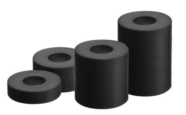 Set di bussole distanziali per viti, Materiale: plastica (polistirolo), colore nero, Contenuto per U.I.: 5 Pz., Ø esterno: 20 mm, 5 mm, 10 mm, 8,5 mm, Con imballo self-service