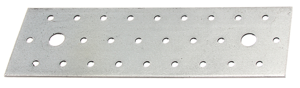 Perforated plate, Material: raw steel, Surface: sendzimir galvanised, with CE marking in accordance with DIN EN 14545, Contents per PU: 12 Piece, Length: 200 mm, Width: 60 mm, Approval: Europ.Techn.Zul. EN14545:2008, Material thickness: 2.00 mm, No. of holes: 2 / 26, Hole: Ø11 / Ø5 mm, in bargain pack