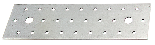 Perforated plate, Material: raw steel, Surface: sendzimir galvanised, with marking in accordance with EN 14545, Contents per PU: 12 Piece, Length: 200 mm, Width: 60 mm, Material thickness: 2.00 mm, No. of holes: 2 / 26, Hole: Ø11 / Ø5 mm, in bargain pack, CutCase