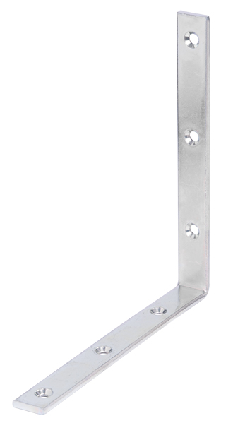 Joist hanger angle bracket, narrow, equal sided, with countersunk screw holes, Material: raw steel, Surface: galvanised, thick-film passivated, Depth: 180 mm, Height: 180 mm, Width: 20 mm, Material thickness: 5.00 mm, No. of holes: 6, Hole: Ø8 mm
