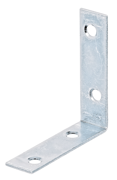 Corner brace, with countersunk screw holes on both sides, Material: raw steel, Surface: sendzimir galvanised, Depth: 60 mm, Height: 60 mm, Width: 16 mm, Material thickness: 1.75 mm, No. of holes: 4, Hole: Ø5.5 mm, CutCase