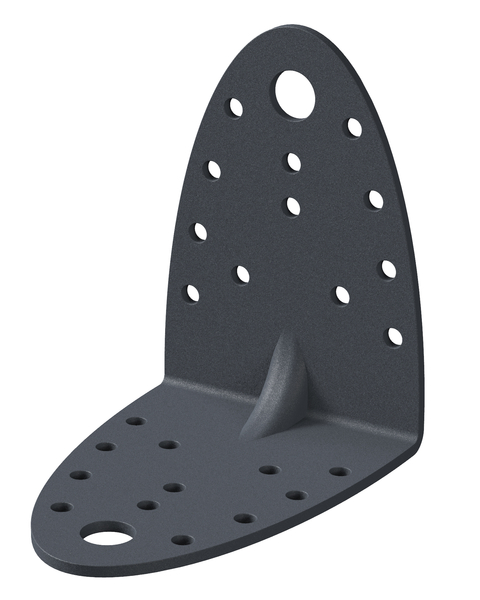 Ovado Heavy-duty angle bracket, reinforced, Material: steel, Surface: galvanised, graphite grey powder-coated, Depth: 90 mm, Height: 90 mm, Width: 65 mm, Material thickness: 2.50 mm, No. of holes: 2 / 24, Hole: Ø11 / Ø4.5 mm, CutCase