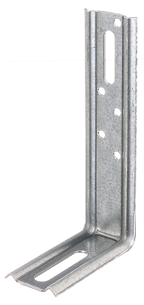 Adjustable angle connector, stamped, 90° angle, Material: raw steel, Surface: sendzimir galvanised, Depth: 130 mm, Height: 70 mm, Width: 30 mm, Material thickness: 1.50 mm, No. of holes: 1 / 1 / 5, Hole: 8 x 40 / 6.5 x 40 / Ø4.5 mm, CutCase