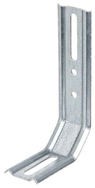 Adjustable angle connector, stamped, 2 angles 45°, Material: raw steel, Surface: sendzimir galvanised, Depth: 50 mm, Leg: 30 mm, Height: 100 mm, Width: 32 mm, Material thickness: 1.50 mm, No. of holes: 1 / 1 / 2, Hole: 8 x 40 / 6.5 x 40 / Ø5.5 mm, CutCase