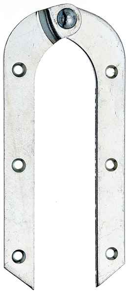 Ladder hinge, curved, with countersunk screw holes, Material: raw steel, Surface: galvanised, Height: 200 mm, Width: 21 mm, Total width: 88 mm, Material thickness: 4.00 mm, No. of holes: 6, Hole: Ø5.8 mm