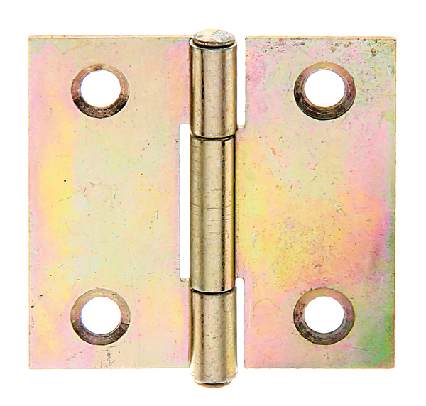 Hinge, squared, with countersunk screw holes, Material: raw steel, Surface: sendzimir galvanised, with riveted stainless steel pin, Length: 31 mm, Width: 31 mm, Type: rolled, Material thickness: 0.75 mm, No. of holes: 4, Hole: Ø3.5 mm