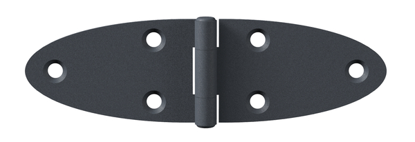 Ovado Table hinge, with riveted stainless steel pin, with countersunk screw holes, Material: steel, Surface: galvanised, graphite grey powder-coated, Length: 101 mm, Width: 32 mm, Type: rolled, Material thickness: 1.50 mm, No. of holes: 6, Hole: Ø4.6 mm