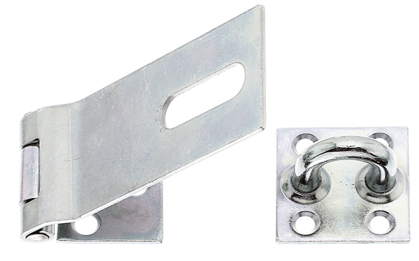 Chiusura di sicurezza, con fori rinforzati, con fori per viti incassate, Materiale: acciaio grezzo, superficie: galvanizzata, passivata a strato spesso, Lunghezza chiusura: 93 mm, larghezza: 37 mm, Lunghezza piastra da avvitare: 38 mm, Distanza centro foro oblungo - centro del perno: 70,5 mm, Spessore del materiale: 2,00 mm, Numero di fori: 1 / 3 / 4, Foro: 10 x 32 / Ø6 / Ø5,4 mm