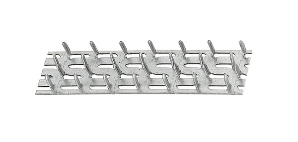Mending plate with spikes, Material: raw steel, Surface: sendzimir galvanised, for driving in, Length: 102 mm, Width: 25 mm, Length of nail: 8 mm, Material thickness: 1.00 mm, CutCase