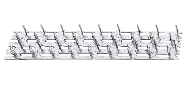 Mending plate with spikes, Material: raw steel, Surface: sendzimir galvanised, for driving in, Length: 127 mm, Width: 38 mm, Length of nail: 8 mm, Material thickness: 1.00 mm, CutCase