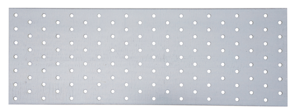 Lochplatte, Material: Stahl roh, Oberfläche: sendzimirverzinkt, mit Kennzeichnung nach EN 14545, Länge: 400 mm, Breite: 140 mm, Materialstärke: 2,00 mm, Anzahl Löcher: 130, Loch: Ø5 mm