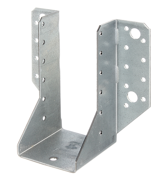 Joist hanger, type A, Material: raw steel, Surface: sendzimir galvanised, with CE marking in accordance with ETA-08/0171, Clear width: 60 mm, Height: 130 mm, Total width: 130 mm, Material thickness: 2.00 mm, No. of holes: 4 / 32, Hole: Ø11 / Ø5 mm, Designed for standard cross-sections made from solid structural timber (SST) and glued laminated timber (glulam)