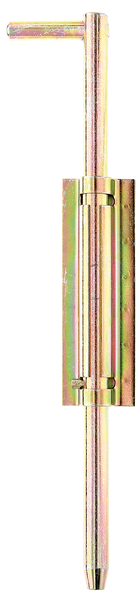 Bodenschieber, Material: Stahl roh, Oberfläche: galvanisch gelb verzinkt, zum Anschweißen, Höhe: 400 mm, Durchmesser: 18 mm, Ausschub: 125 mm, Plattenbreite: 50 mm, Plattenhöhe: 160 mm