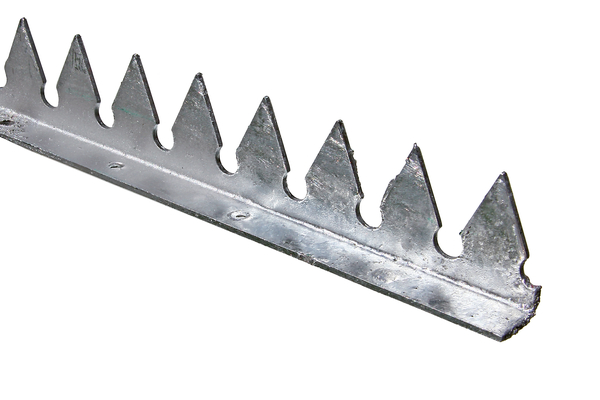 Jagged strip, angled, Material: raw steel, Surface: hot-dip galvanised, for screwing on, Length: 2000 mm, Total height: 41 mm, Material thickness: 2.00 mm, Hole: Ø5.5 mm