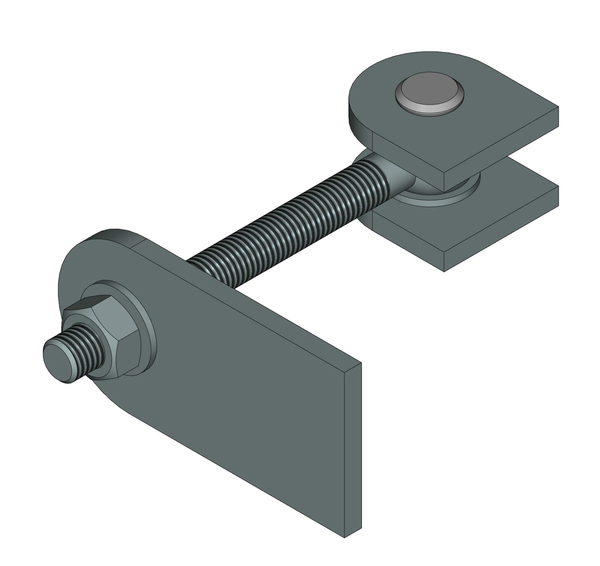 Gate hinge for 180° opening, adjustable, Material: stainless steel, V2A / AISI 1.4301, Length: 100 mm, Width: 130 mm, Height: 45 mm, Thread: M12, Specialised trade container