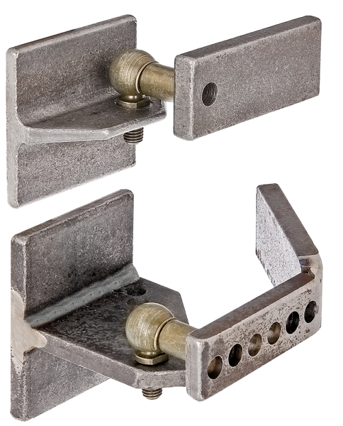 Lifting gate fitting for metal gates, for uneven terrain, Material: fittings: raw steel, Surface: ball angle joint and fastening material: galvanised, for welding on