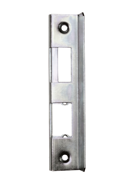 Stop for sash lock boxes, with countersunk screw holes, Material: raw steel, Surface: galvanised, thick-film passivated, for screwing on, Height: 235.5 mm, Distance from middle to middle of hole: 196 mm, Depth: 43 mm, Construction height, lower part: 20 mm, Hole: Ø9 mm