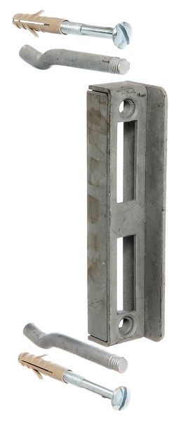 Cerradero para cajas de cerraduras, con agujeros para atornillar avellanados, Material: Acero crudo, Superficie: galvanizado en caliente, Altura: 172 mm, Distancia del centro hasta el centro del agujero : 146 mm, Profundidad: 30 mm, 25 mm