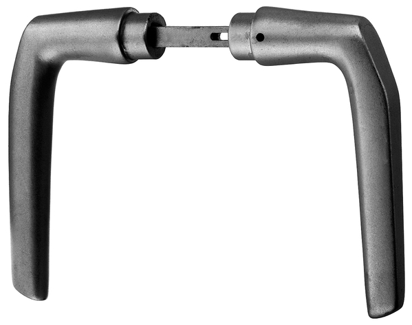 Klamka do drzwi, materiał: aluminium, powierzchnia: anodowana srebrna, Zawartość J.sp.: 1 para, Odstęp: 56 mm, Szerokość: 115 mm