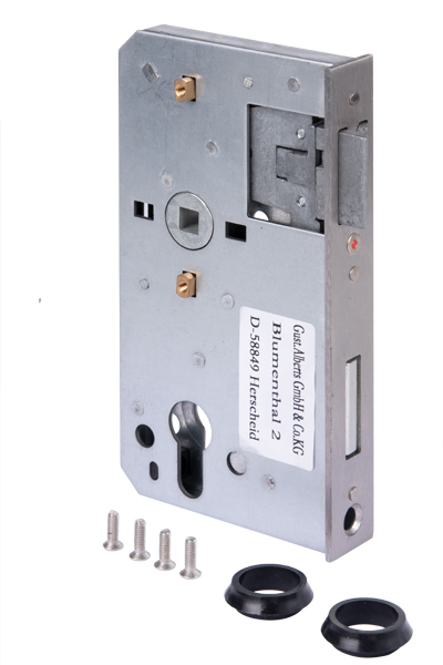 Replacement lock, with countersunk screw holes, backset 60 mm, Material: raw steel, Surface: galvanised, Height: 167 mm, Depth: 90 mm, Size back set: 60 mm, Distance: 72 mm, Strike plate width: 24 mm, Strike plate height: 167 mm, For lock casing: 30 mm