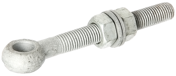 Eye screw, Material: raw steel, Surface: hot-dip galvanised, Length: 130 mm, Eye screw dia.: 16 mm, Thread: M16