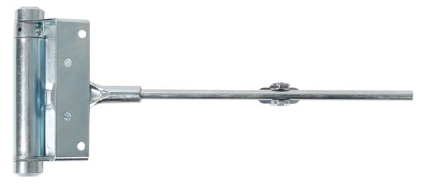 Door and gate bolt, Material: raw steel, Surface: blue galvanised, Contents per PU: 1 Piece, Height: 100 mm, Length: 242 mm, Type: self-closing, No. of holes: 4 / 2, Hole: Ø5.5 / Ø5 mm, Retail packaged